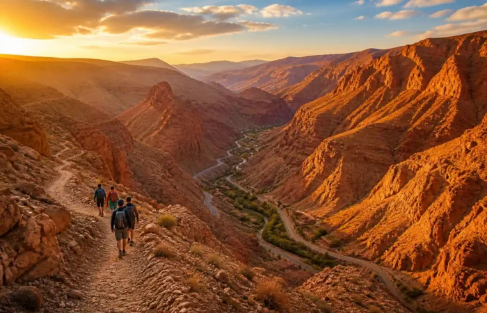 Hikers trekking in Dades Valley Morocco on a 3 day tour from Marrakech