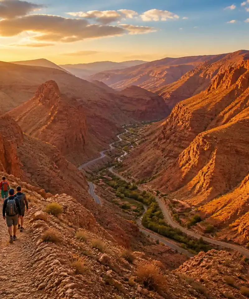 Hikers trekking in Dades Valley Morocco on a 3 day tour from Marrakech